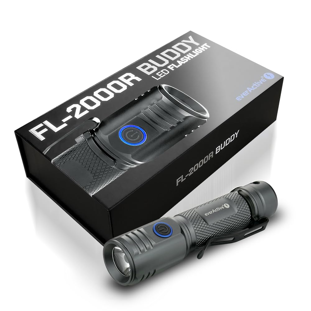 everActive Latarka LED, 5 trybów pracy, wydajna, 2000 lumenów, możliwość ponownego ładowania, model: FL-2000R Buddy