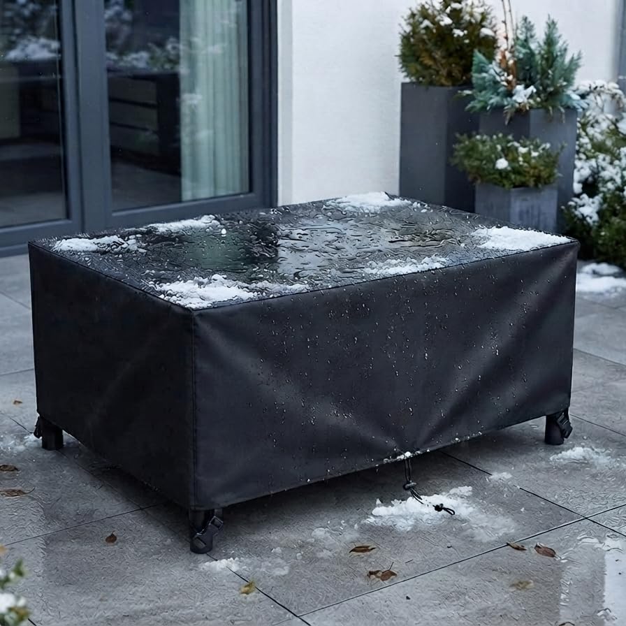 AJALGZ Garden Furniture Cover Waterproof 190x90x70 cm Heavy Duty 420D Oxford Outdoor Rattan Patio Furniture Cover, Windproof, Anti-UV, Weatherproof Dustproof for Backyard & Balcony Furnitures