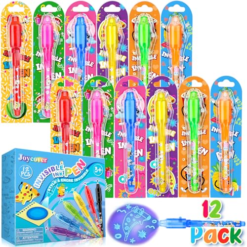 Joycover Invisible Ink Pen with UV Light for Kids, Party Favors for Kids 4-6 8-12, 12PCS Spy Pen Classroom Prizes School Supplies, Birthday Christmas Gift Toys Goody Bag Stuffers for Boys Girls