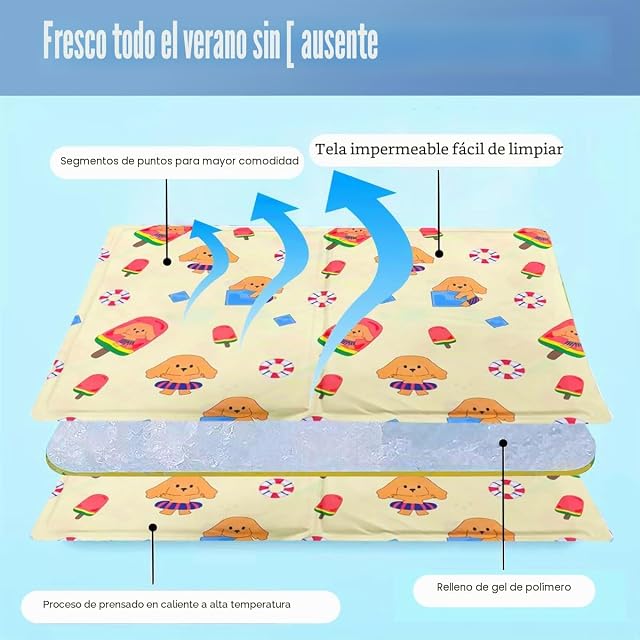 Foto 2 de 7 de JRTYMLU Manta Refrescante para Perros Lnyección De Agua 65 * 50cm,Cama Refrescante Perro con Gel No…