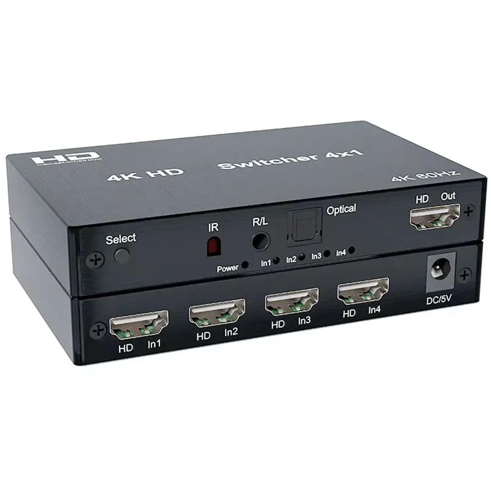 Switcher HDMI 4K 60Hz 4x1 compatibile con, selettore video 4 in 1 out estrattore 3D for telecamera e TV facile da usare