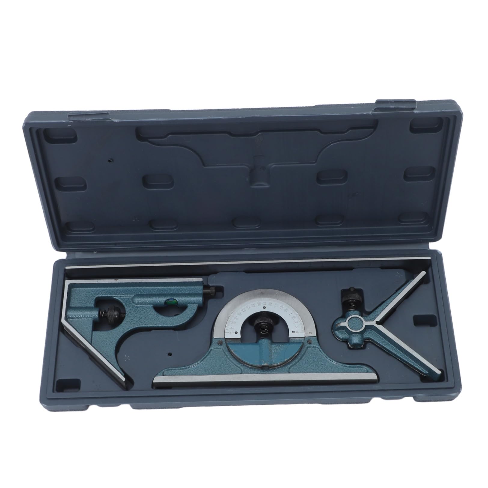 Regla Angular Combinada de Acero al Carbono 30cm 0-180° | Medición Precisa y Deslizante, Uso en Carpintería y Madera, Incluye Estuche Protector