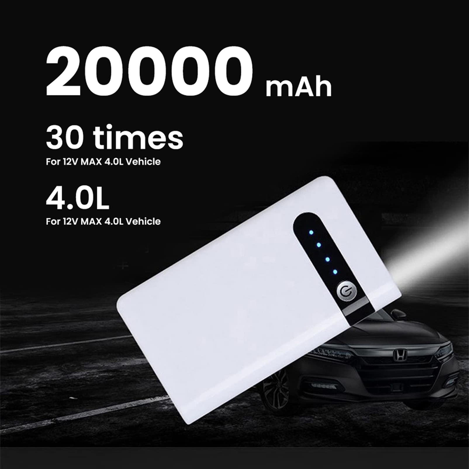 CUTTE Batería de Coche Jump Starter 20000mAh Arrancador de Emergencia Booster 12V Cargador de Teléfono Móvil Banco de Energía con Puerto USB Linterna LED