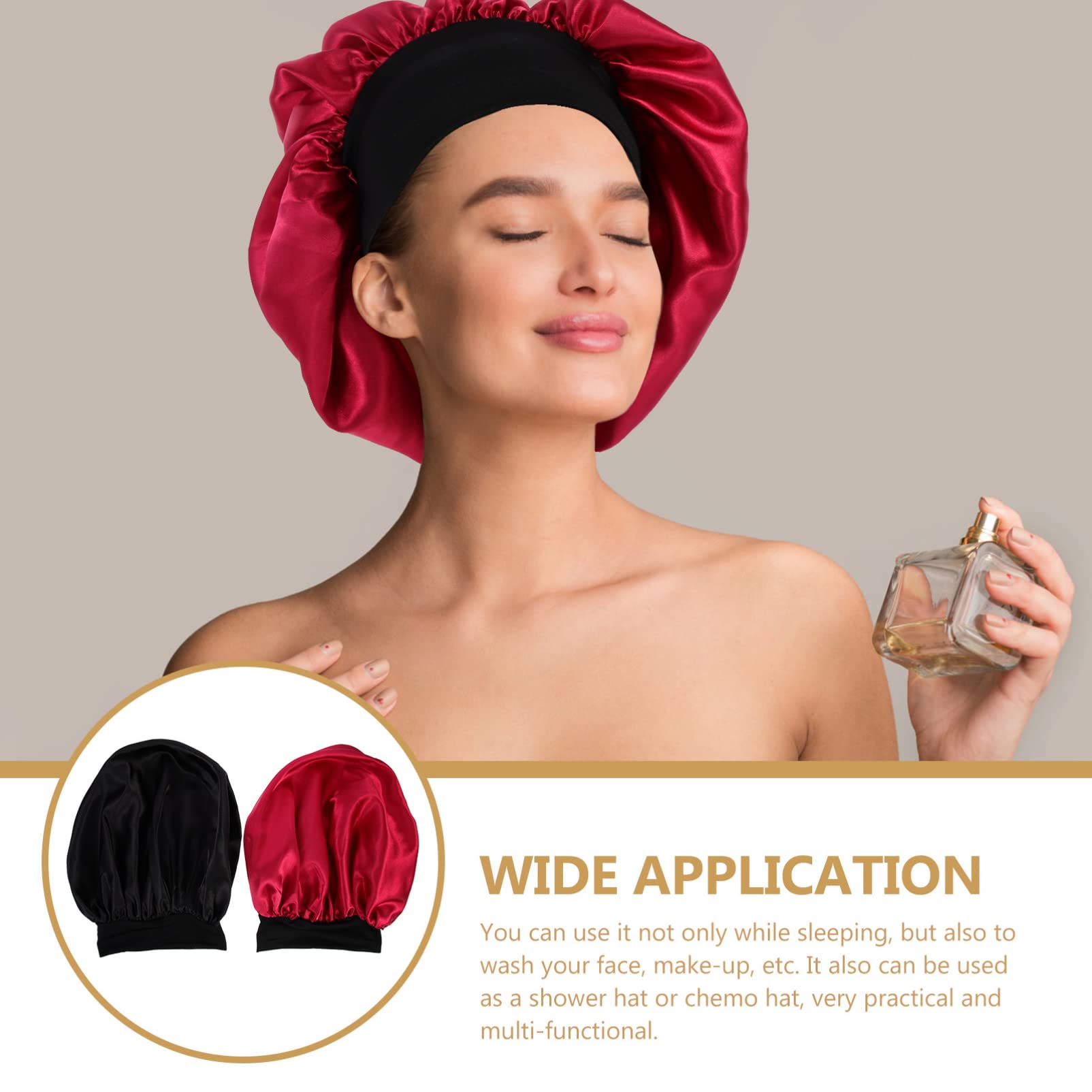 minkissy 4 piezas de sombrero elástico de seda de borde ancho, bandanas de satén para mujer, cubierta de cabeza, gorra de salón, sombrero de estilo simple, capó decorativo para el cabello para mujeres