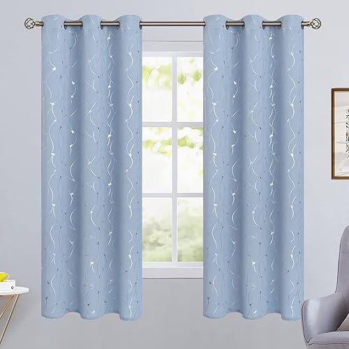 Miniatura 2 de BGment Cortinas opacas de 63 pulgadas de largo, juego de 2 paneles con aislamiento térmico y ojales para oscurecer la habitación, con línea ondulada