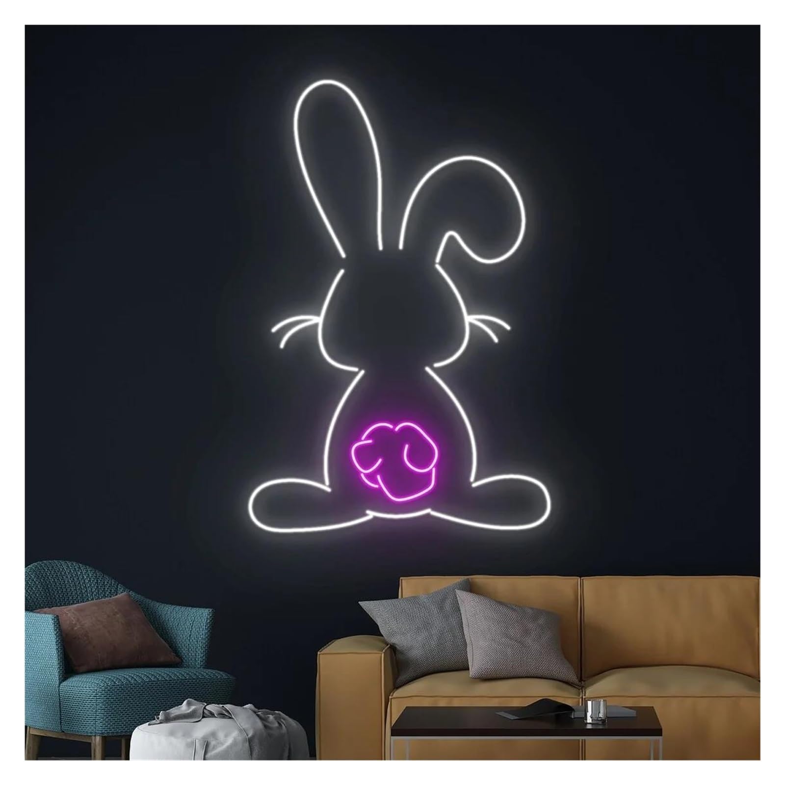 Per coniglio per insegna al per neon per luci a LED alimentate tramite per USB per carina decorazione da parete lampada notte