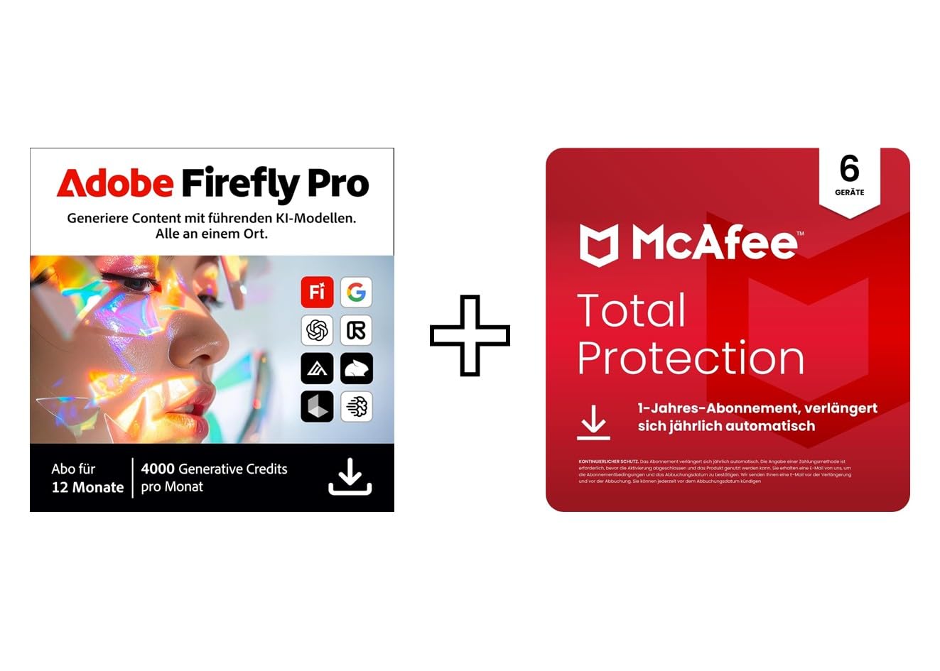 Adobe Firefly Pro inkl. Express Premium & Photoshop 12 Monate + McAfee Total Protection 2026 (6 Geräte) | Amazon Exklusiv │ Digitaler Download