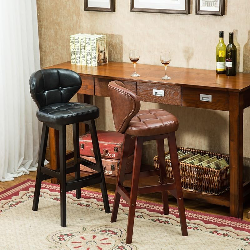 カウンターチェア バースツール バーチェア 背もたれとフットレスト付きのモダンなレザーバーチェア、キッチンカフェディナー用のカウンタ