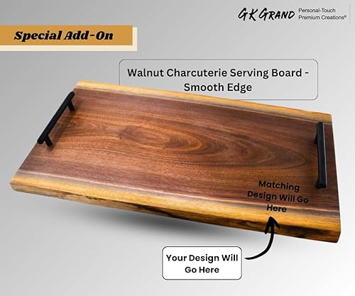 Miniatura 7 de Personalized Cutting Board Wedding Gift – Walnut Live Edge Wood (6 Designs) Customized Monogramed Bride Groom Unique Engraved Rustic Display