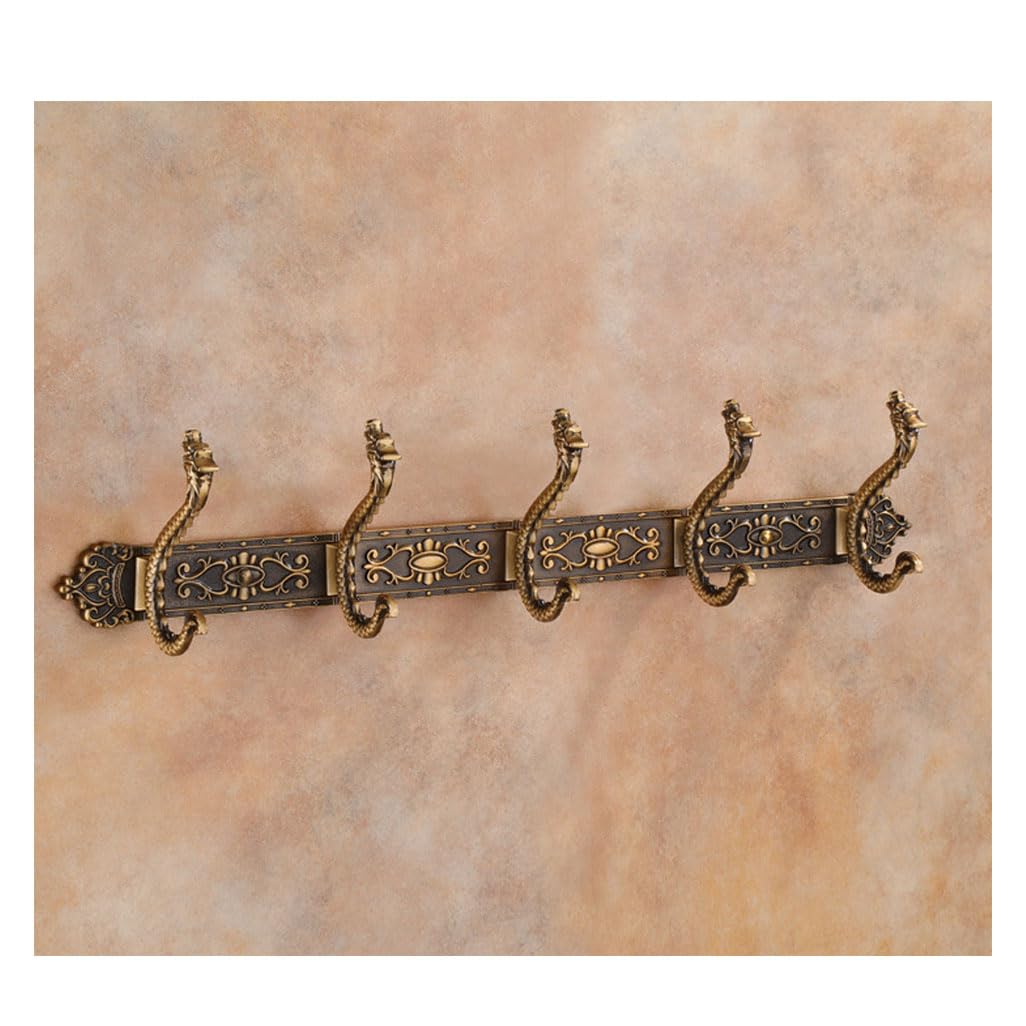 Jybnbbe Gold10 Metal Coat Rack Wall Mount - 5 Hook Aluminum Towel & Coat Hoo - Antique Sle Hanging Rack For Bathroom, Entryway, Bedroom, D H,