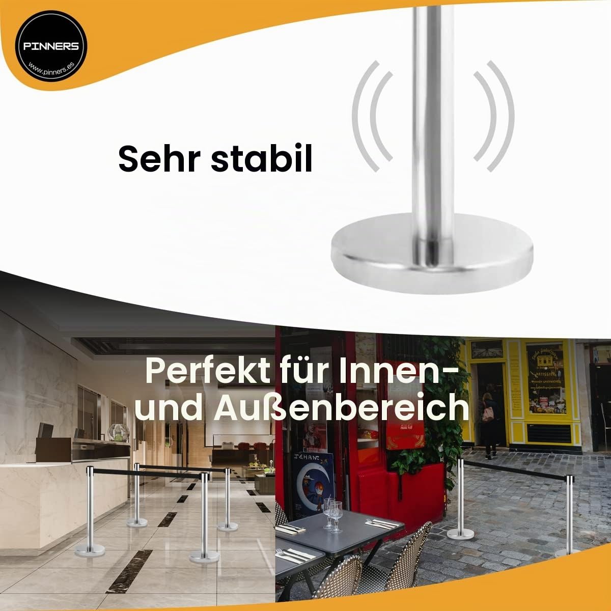 Absperrständer Personenleitsystem 3 Meter, Absperrpfosten, 2 Stück Absperrpfosten Abgrenzungspfosten, Ausziehbare Barriere 3 Meter