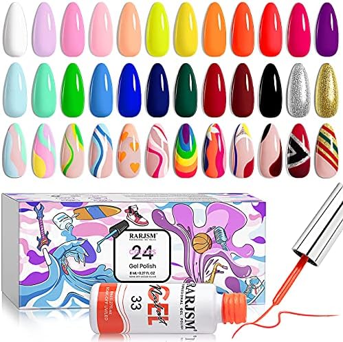 RARJSM Nail Art Gel Nail Polish 8ml Painted Gel Polish Kit 12 Colors Painting Drawing Gel Liner Polish,Pull Line Gel Polish for DIY French Manicure Nail Salon Design,Curing Requires