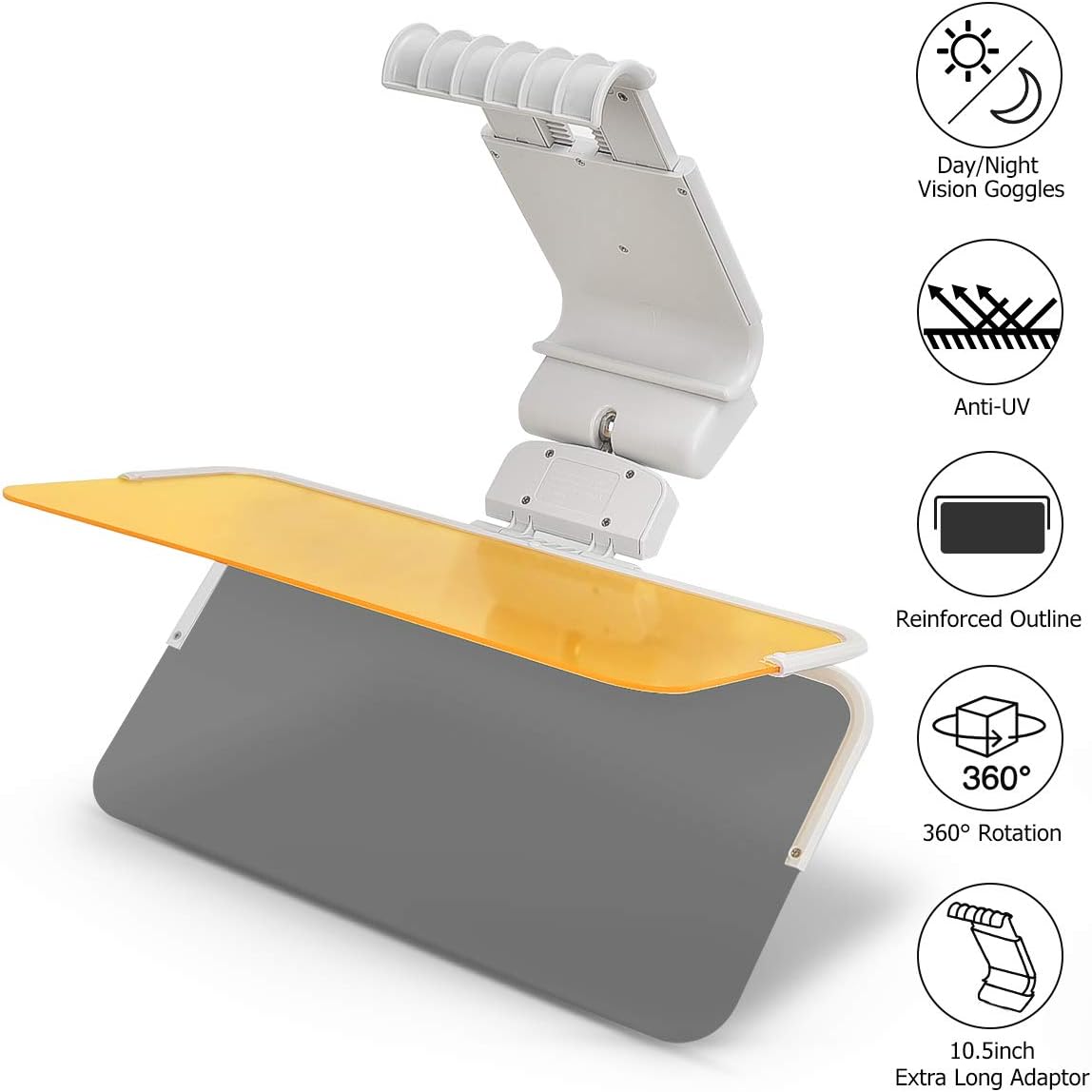 TONBUX Car Sun Visor - 2 in 1 Anti-Glare Visor Day and Night Car Visor Mirrior Extender - Universal Size