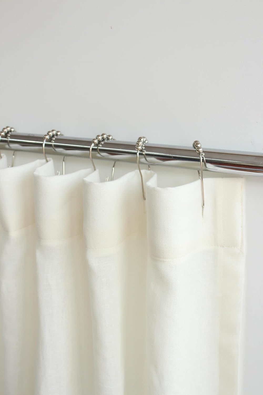 100% Linen Shower Curtain, Bathroom Curtain Panel, Bath Decor, Buttonhole Top Shower Curtains (Cream, 96" W x 108" L)