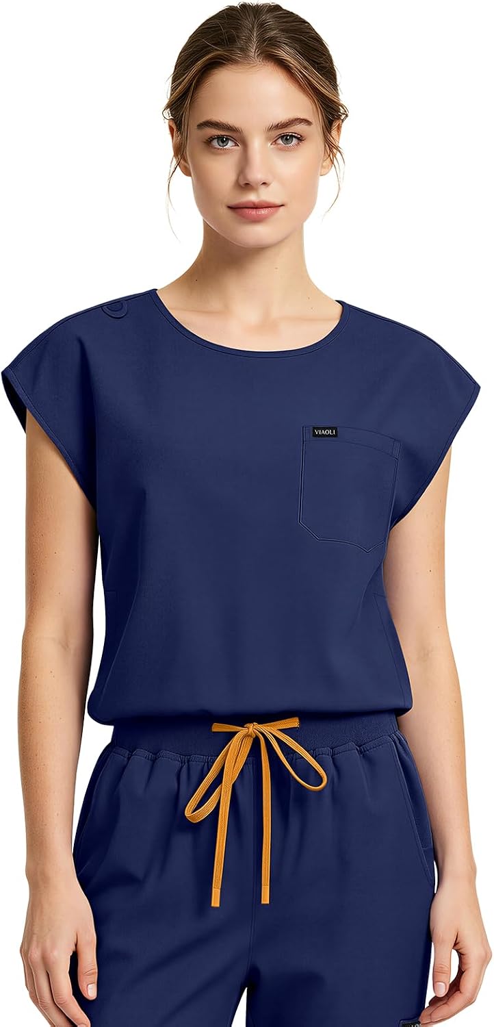 VIAOLI Women's Scrubs Set for Women 2 Piece Medical Uniform Flare Leg