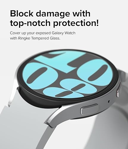 Miniatura 7 de Ringke Funda de estilo bisel compatible con Samsung Galaxy Watch 6 de 1.732 pulgadas [44-01 (ST) plateada] + vidrio compatible con Samsung Galaxy