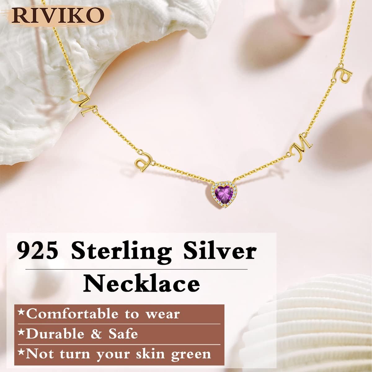 RIVIKO Mama ネックレス レディース 上品なハート マザーズネックレス 925スターリングシルバー ジルコニア ママジュエ