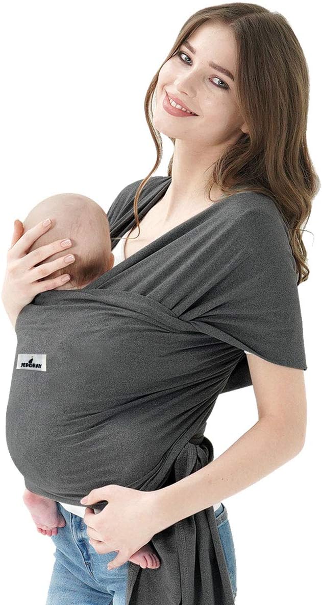 Baby Wraps Carrier, Jeroray Baby Carrier,Hands Free Infant Carrier, Lightweight,Breathable,Softness,Heather Grey