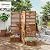 Outsunny Freestanding Outdoor Privacy Screen, 4 Self-Draining Planters/Raised Garden Beds, 3 Hinged Panels for Hot Tub, Patio, Backyard, Deck, Natural