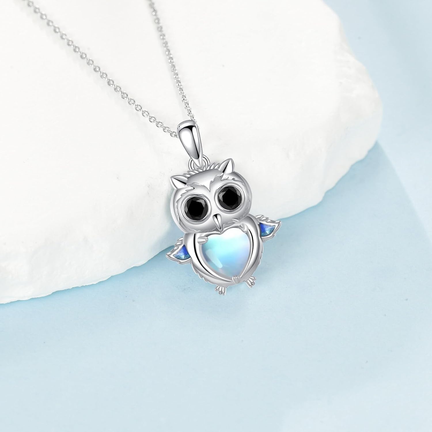 Owl Necklace for Women 925 Sterling Silver Moonstone Owl Pendant Necklace Jewelry Gift for Her - Image 2