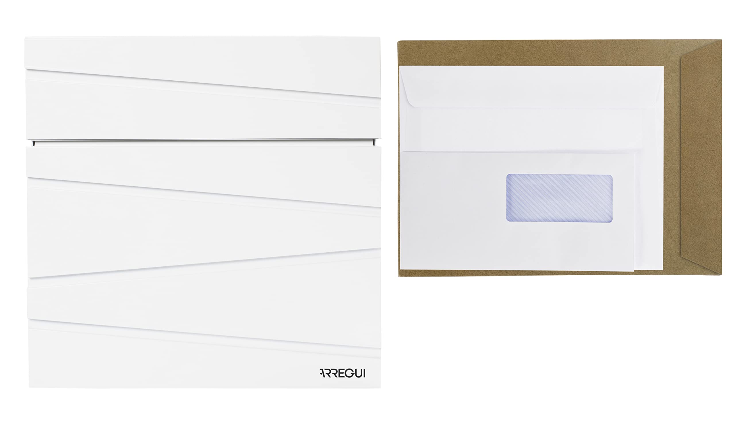 ARREGUI Armor E6901 Designer Briefkasten aus Verzinktem Stahl mit Zeitungsrolle, Postkasten + Zeitungsbox, Größe M (DIN A4), Moderner Design Wandbriefkasten mit Zeitungsfach und Schutzklappe, Weiß
