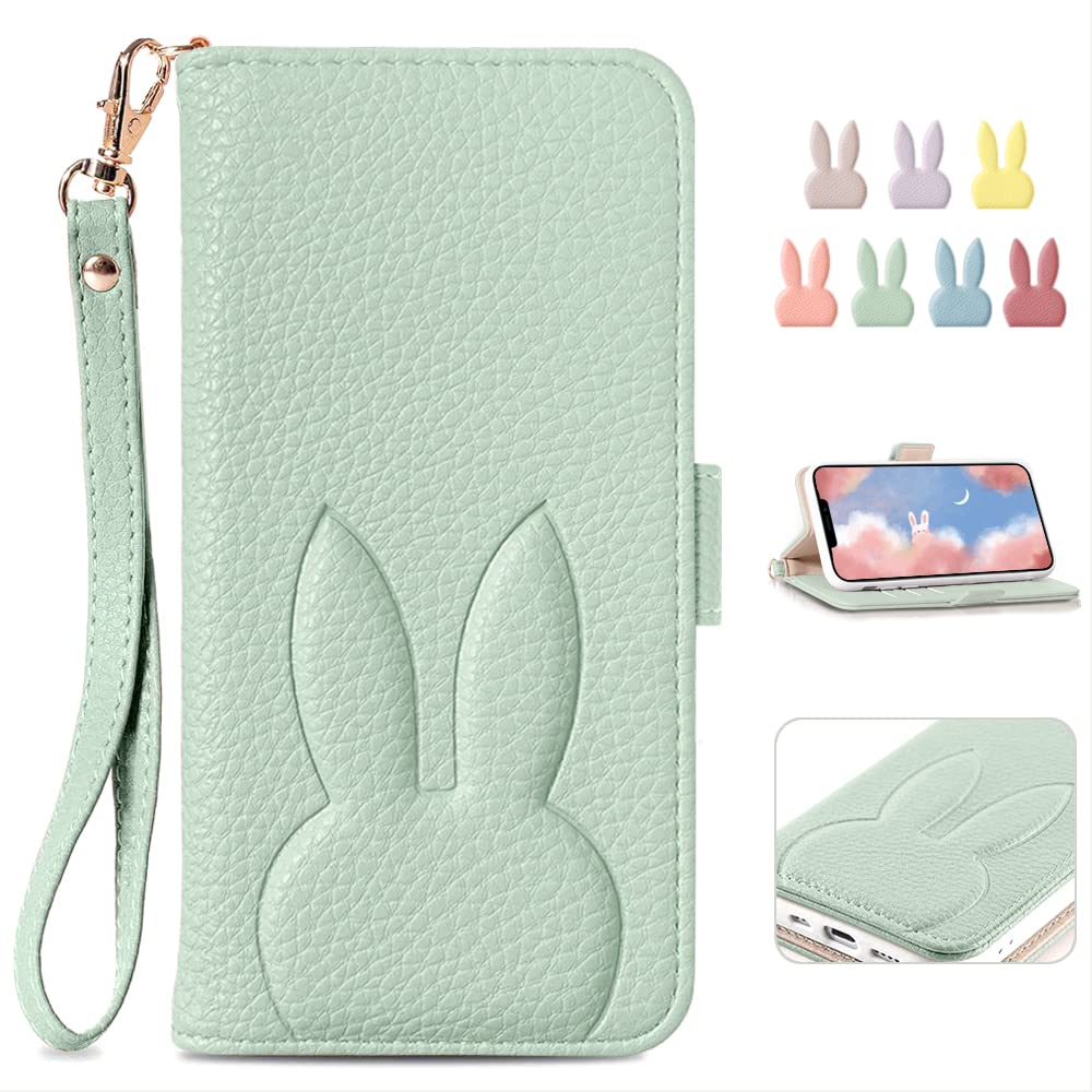MAGICASE iPhone 12ケース iPhone 12 Pro ケース 手帳型 人気 可愛い スマホケース アイフォン12 お洒落 PUレザー 肌触り良い アイホン 12 携帯カバー シンプル カードポケット スタンド機能 あいふぉん12 Pro 財布 ケース 動物 うさぎ 着脱しやすい iPhone 12 ケース手帳型 軽量 全面保護ケース 汗や指紋防止 ストラップ