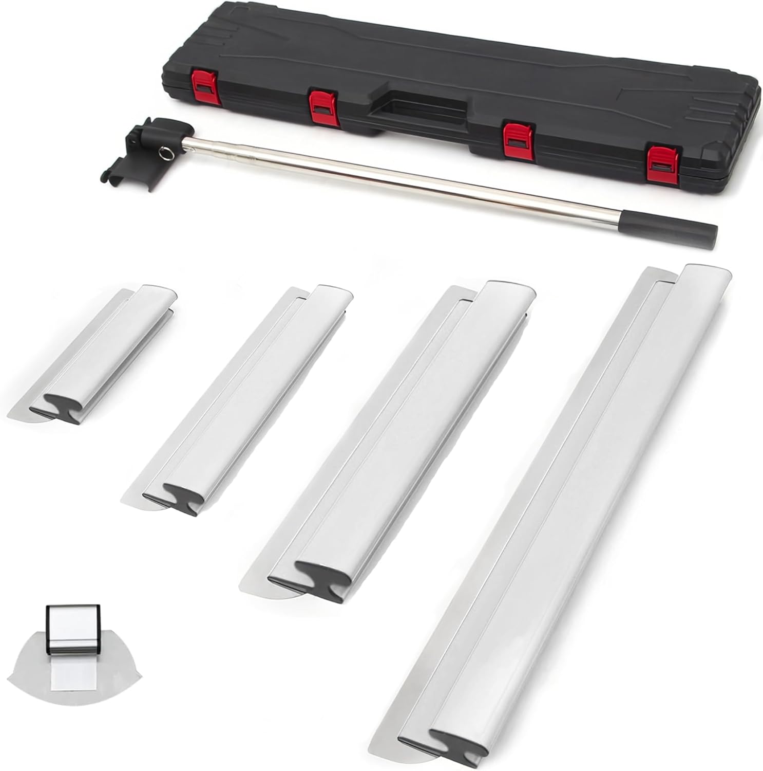 Drywall Skimming Blade Set, Drywall Tools with Stainless Steel 7",12",20",32" Skimming Blades and Extension Handle (35"-80"), High-Impact End Caps, Extruded Aluminum