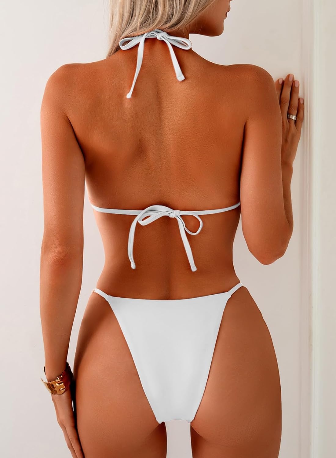 Herseas Thong Bikini Sets for Women - String Micro Bikinis Sexy 2 Piece Swimsuit Halter Triangle Brazilian Bathing Suit - Image 2