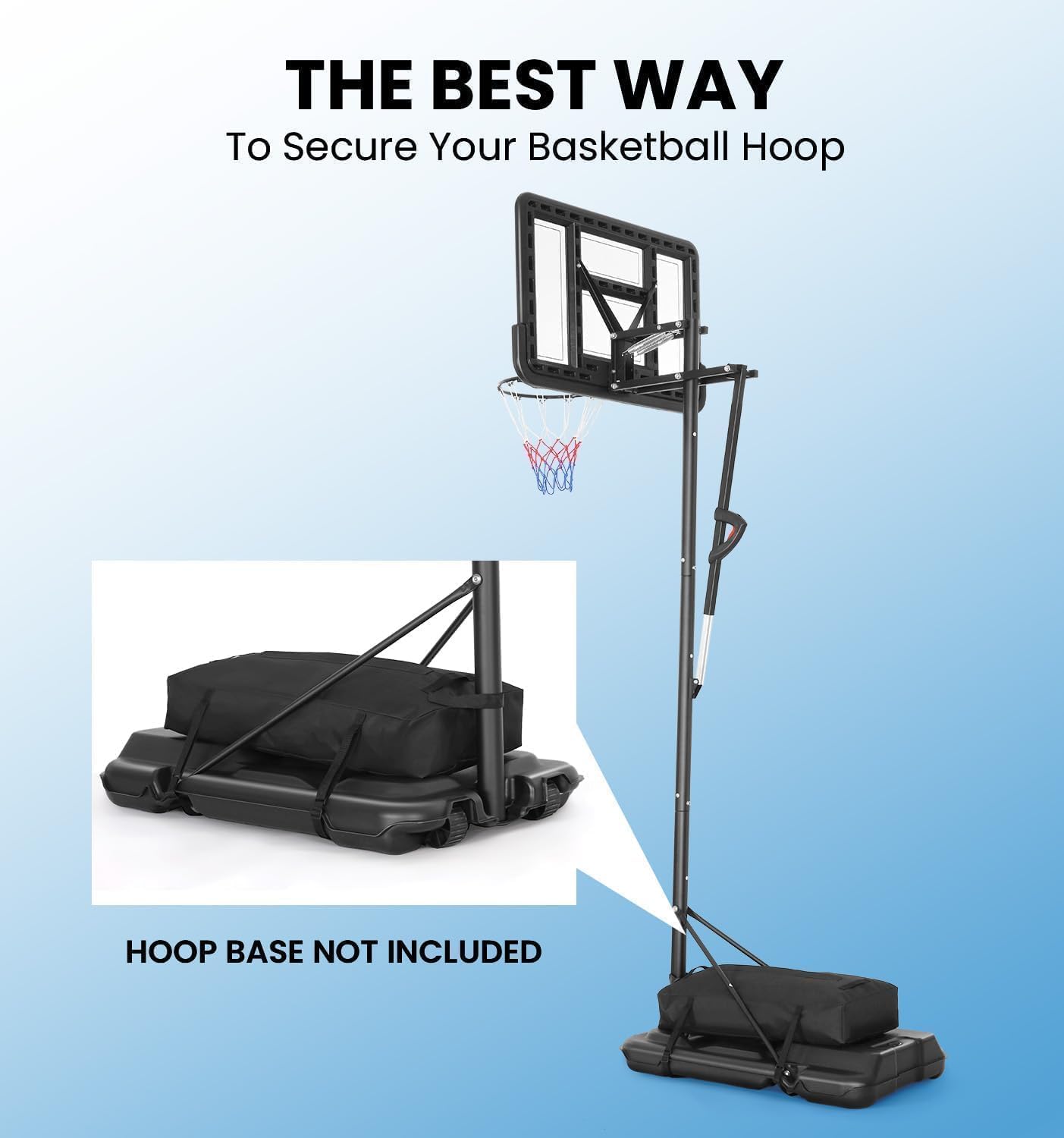 Heavy Duty Weighted Base Anchor for Portable Basketball Hoops- Outdoor Sandbag, Weather Resistant, Holds 200lbs, Durable Design, Prevents Tipping & Movement