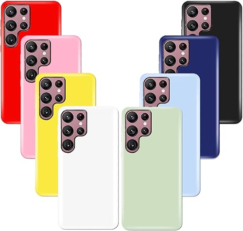 Paquete de 8 fundas para Samsung Galaxy S22 Ultra 5G, silicona suave, protección a prueba de golpes, para Samsung S22 Ultra, rojo, negro, azul