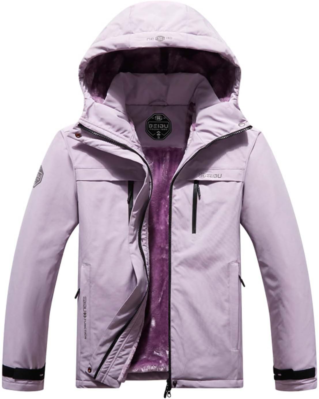 Nuofengkudu Women's Skiing Jackets with Hoode Mountain Waterproof Snow Jackt Windproof Rain Jacket with 5 Pockets