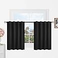 RYB HOME Small Window Curtains for Kitchen, Thermal Insulated Privacy Shades for Bedroom Basement Bathroom Door Half Window Tiers, Width 34 x Length 30 inch, 2 Panels, Gold Brown