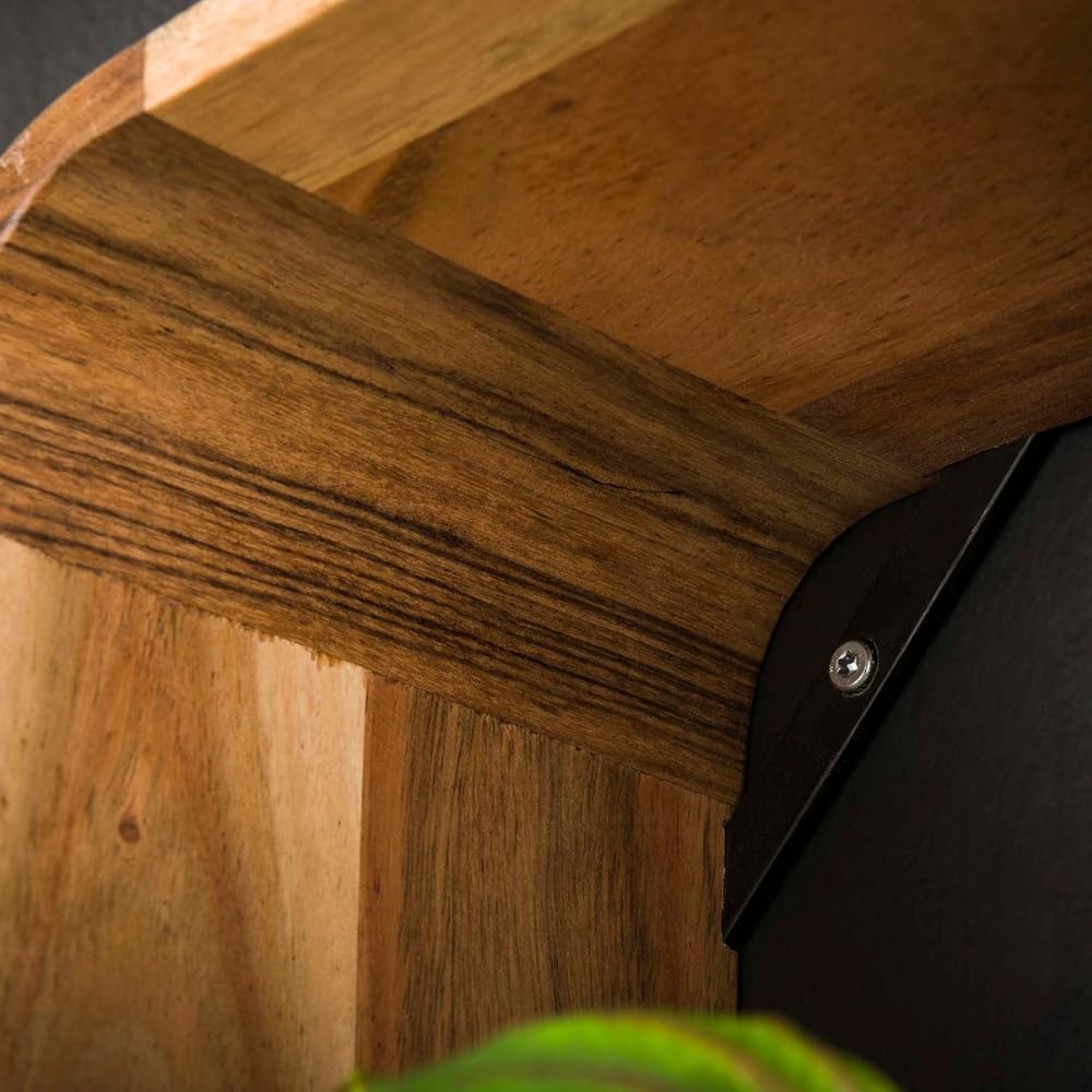 RINGO-Living Quadtratisches Regal Massivholz mit 3er Set, Hängende Kommode Hartholz, Wandregal Blumentopf Ablage mit Stauraum, Küchenregal Rund, Designer Wandregal Rund Dekoration Echtholz