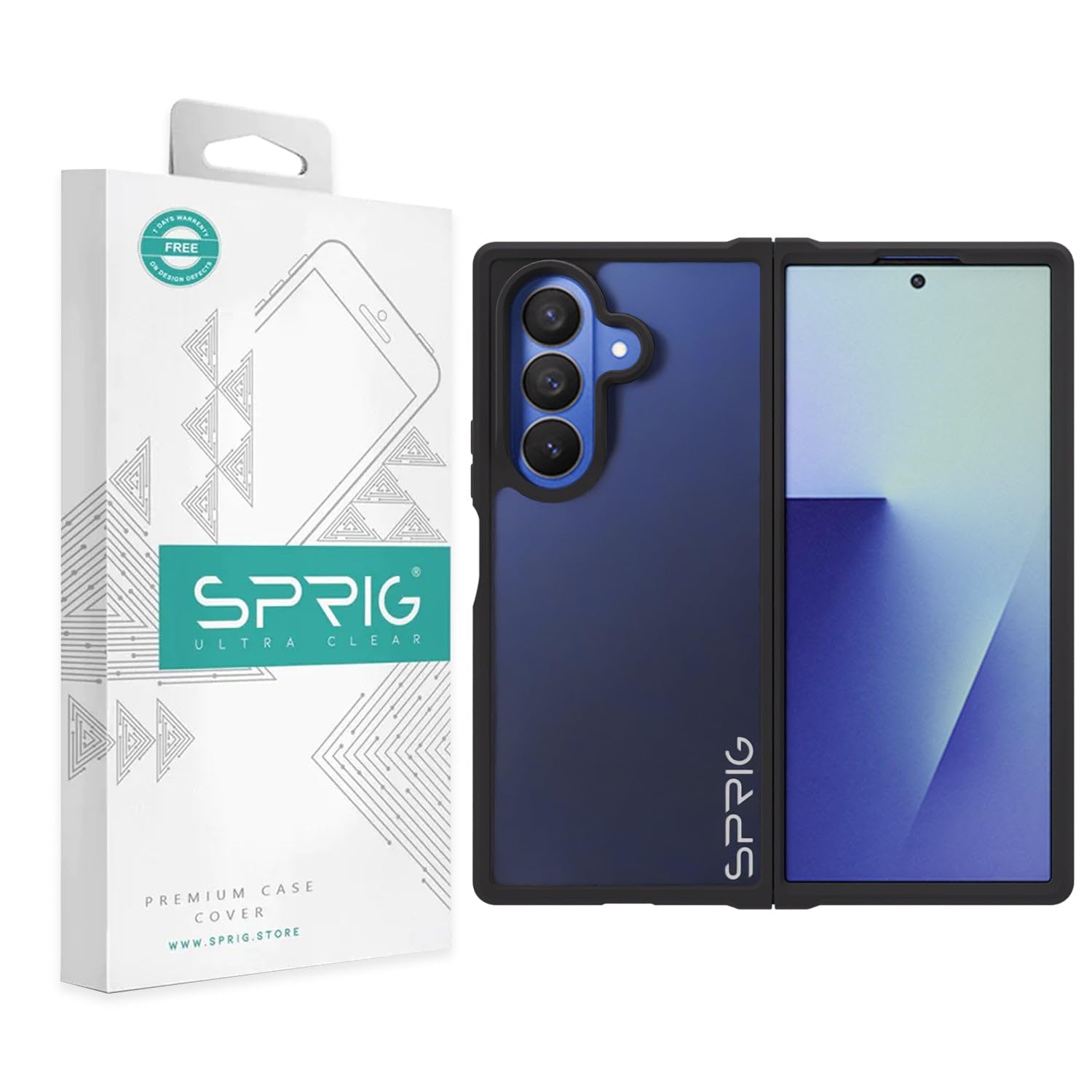 SPRIG Compatible with Samsung Galaxy Z Fold 7 5G TPU PC Premium Back Cover Drop Tested Shock Proof Mobile Case for Men, Women, Boys and Girls with Camera Protection (Black Transparent)