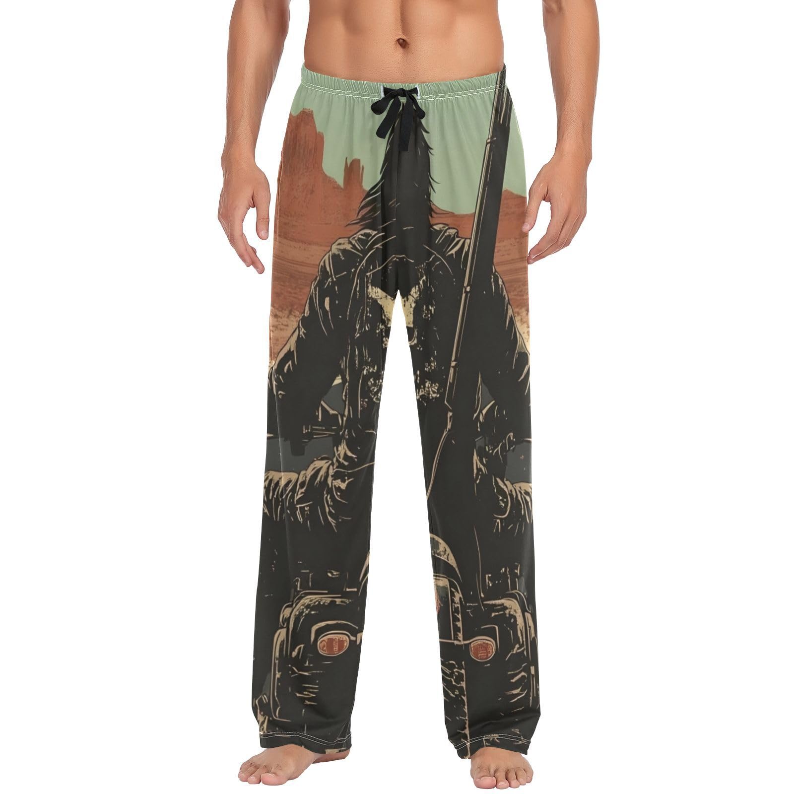 Anceky Men's As Pic Pajama Bottoms Motorcycle Man Lounge Pajama Pants Sleep Bottoms With Pocket For