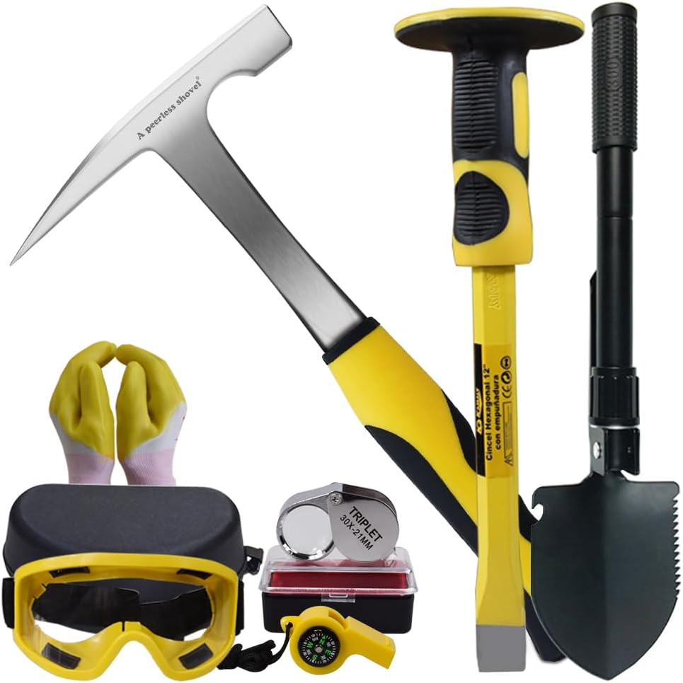 A peerless shovel 8 PCS Geology Rock Pick Equipment Kit,21