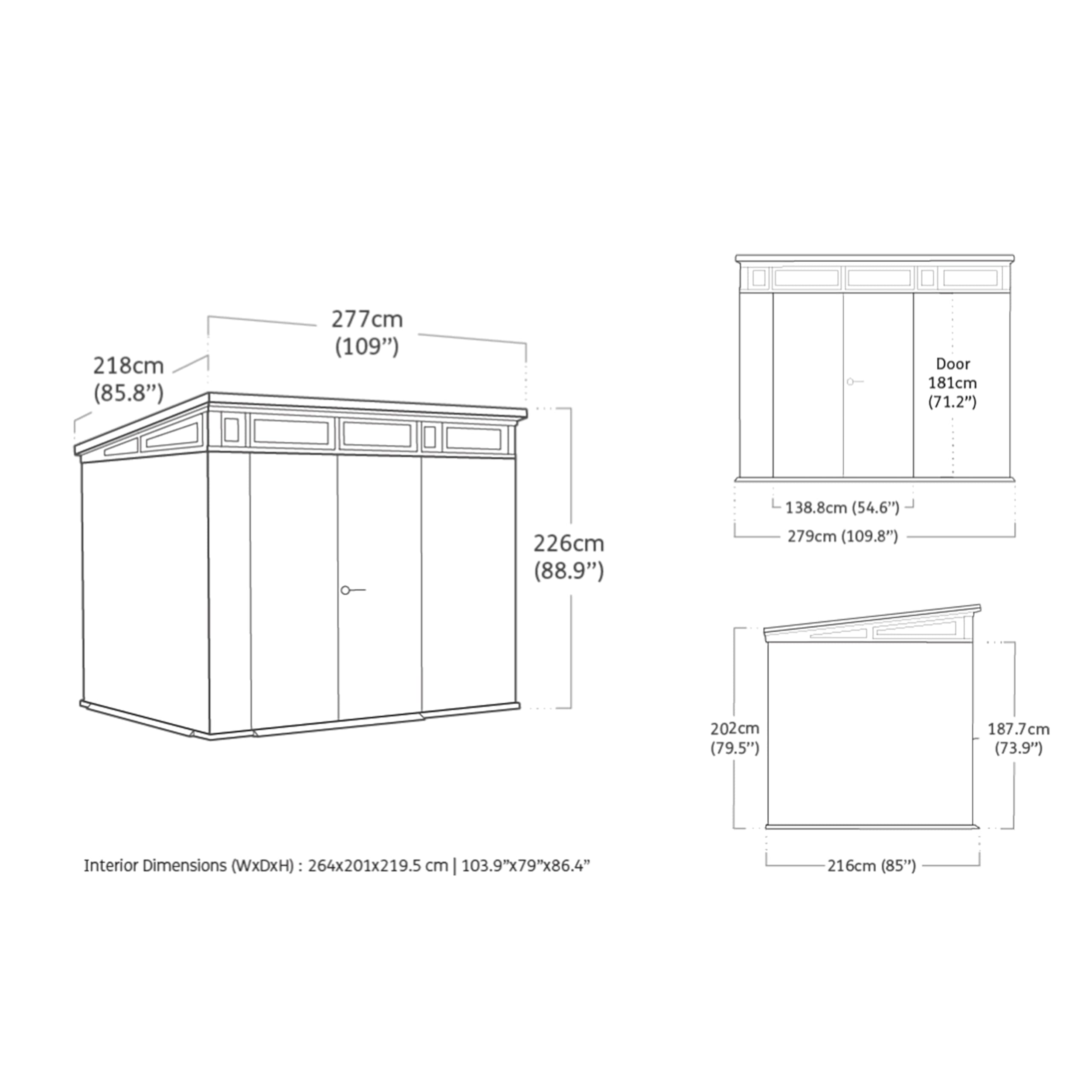 Keter Signature 9x7 Gerätehaus Kunststoff Rosenholz-Optik 277x218x226 cm abschließbar mit Bodenplatte