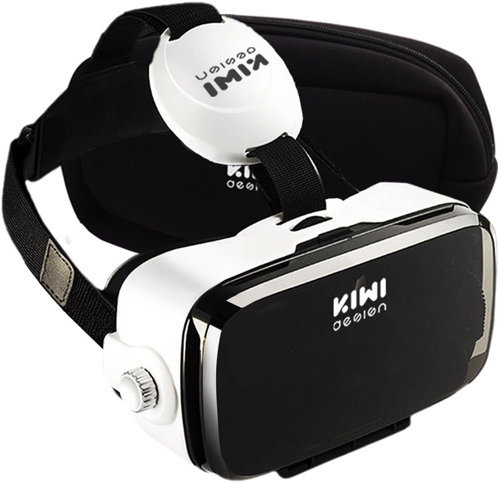 VR Glasses Virtual Reality Headset with Trigger/120 Large View Angle/ Neoprene Travel Bag Fit for iPhone Android and Microsoft Smartphone