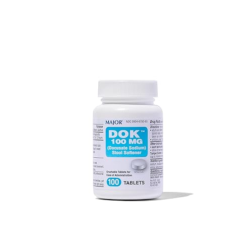 Major Docusate Sodium 100 mg – Tabletas suavizantes de heces para aliviar el estreñimiento – Ayuda a detener el estreñimiento – Suavizantes de heces