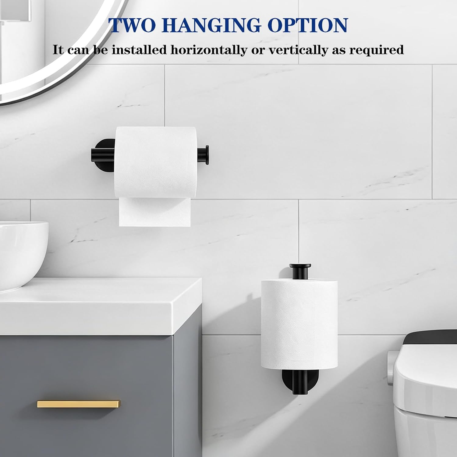 SetSail Adhesive Toilet Paper Holder Wall Mount Matte Black, 2 Packs image 3
