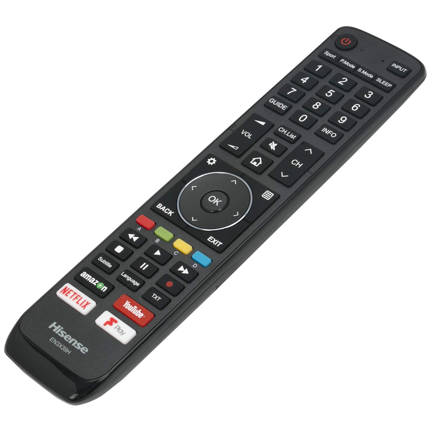 ROLLGAN EN3X39H Replace Remote Compatible with Hisense TV H43A6550UK H50A6500UK H55A6500UK H65A6500UK, BLACK - Image 2