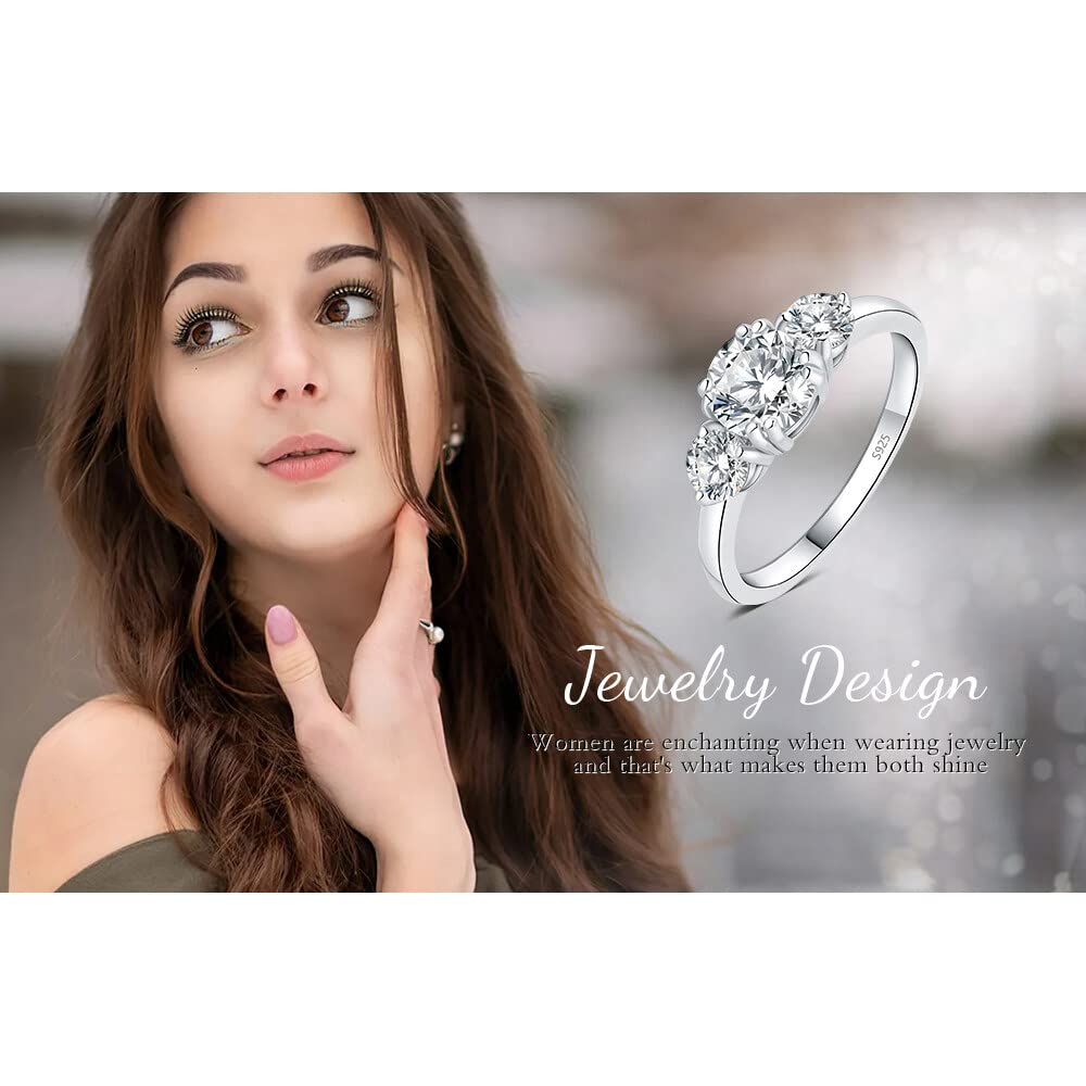 JewelryPalace Drei Stein Rund 1.4ct Moissanite Ring Damen, Verlobungsringe Silber 925 Frauen, Hochzeitsringe Damenring Simulierter Diamant Promise Ring,Mädchen Schmuck mit Stein Rosegold Gold