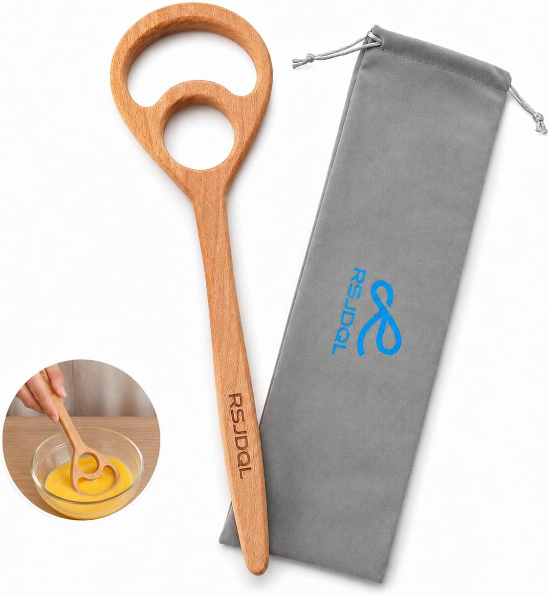 Wooden Danish Dough Whisk for Sourdough &Bread, One-Piece