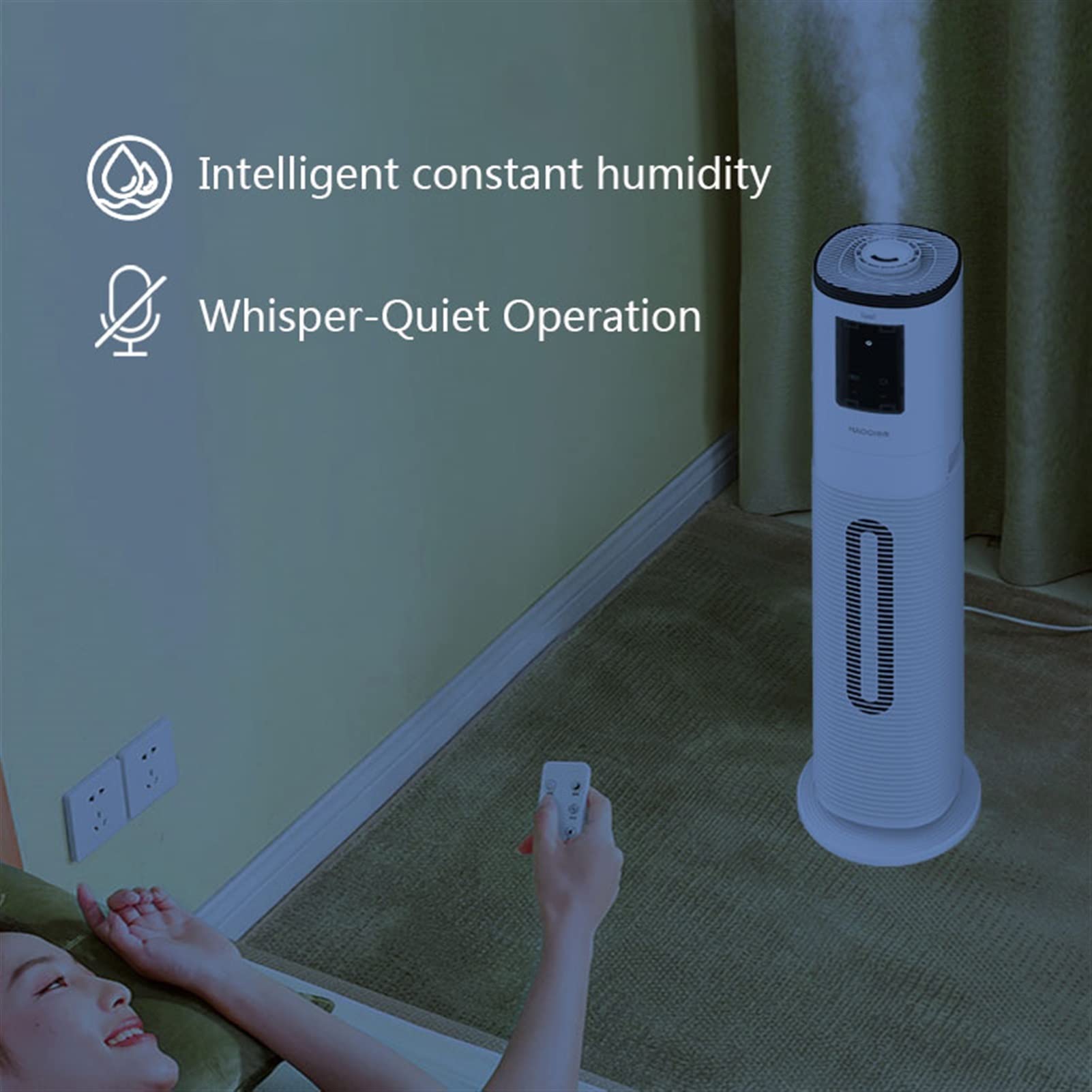 Umidificatore Ambiente Umidificatore da pavimento Umidificatore silenzioso for camera da letto domestica - Umidità costante intelligente e spegnimento automatico, 8 litri Domestico Umidificatore