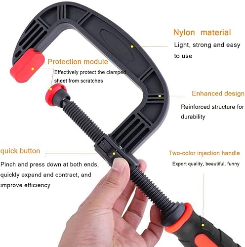 Miniatura 3 de Juego de abrazaderas en C de 2 y 3 pulgadas, abrazaderas para carpintería, fuerza de sujeción fuerte, abrazadera de goma de plástico de agarre