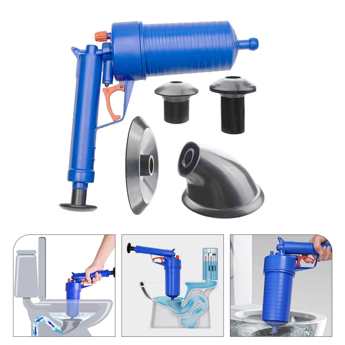 ERINGOGO Déboucheur de Canalisation Wc à Piston, Pression D’air Puissante, 1 Set, Ventouses de Tailles Différentes, pour Toilettes et Évier, Maison