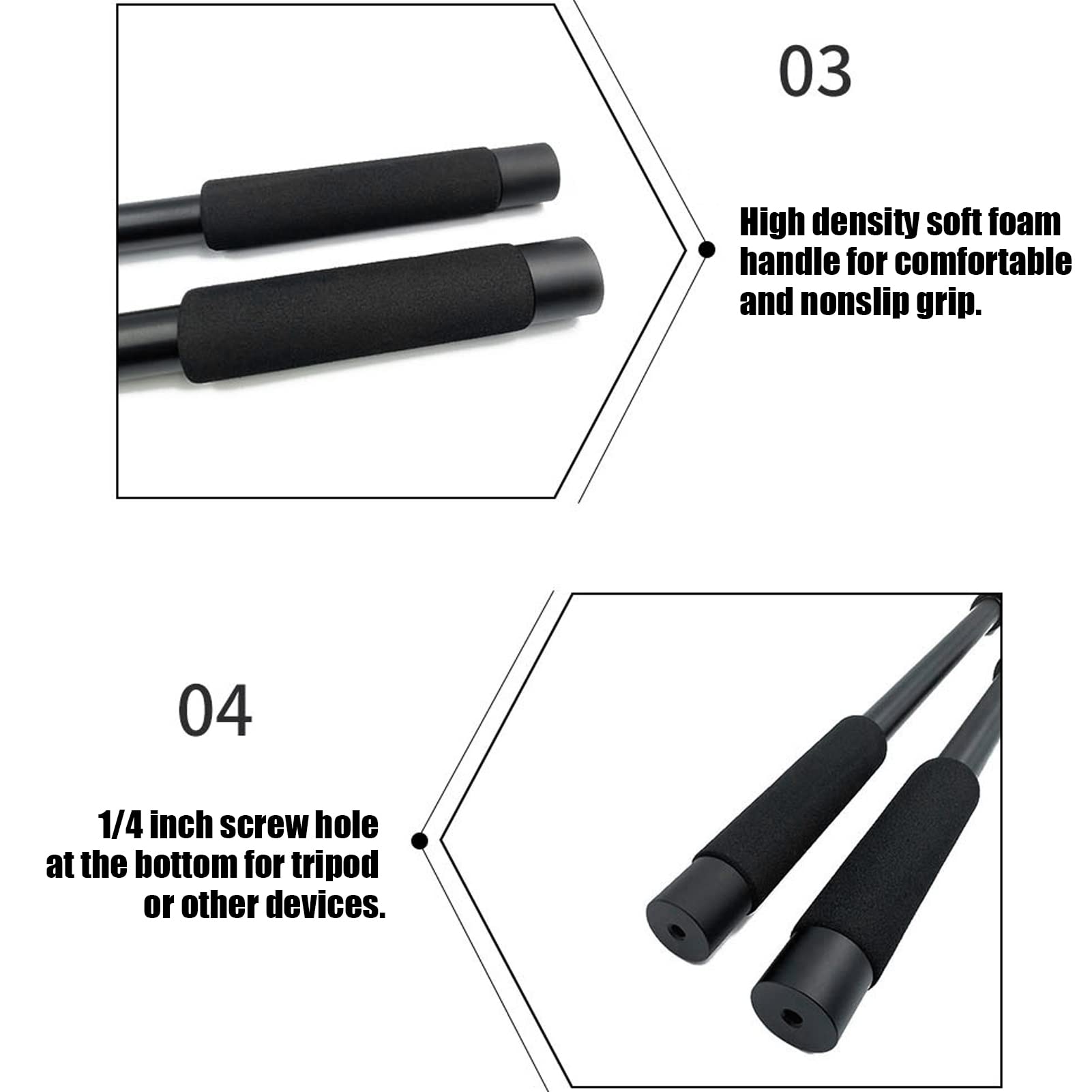 Wakects Braccio per Microfono a Stanga Portatile, Braccio Estensibile per Microfono Portatile, a Stanga, Asta Telescopica, Vite da 1/4 Pollice, Impugnatura in Schiuma (5 Sezione)