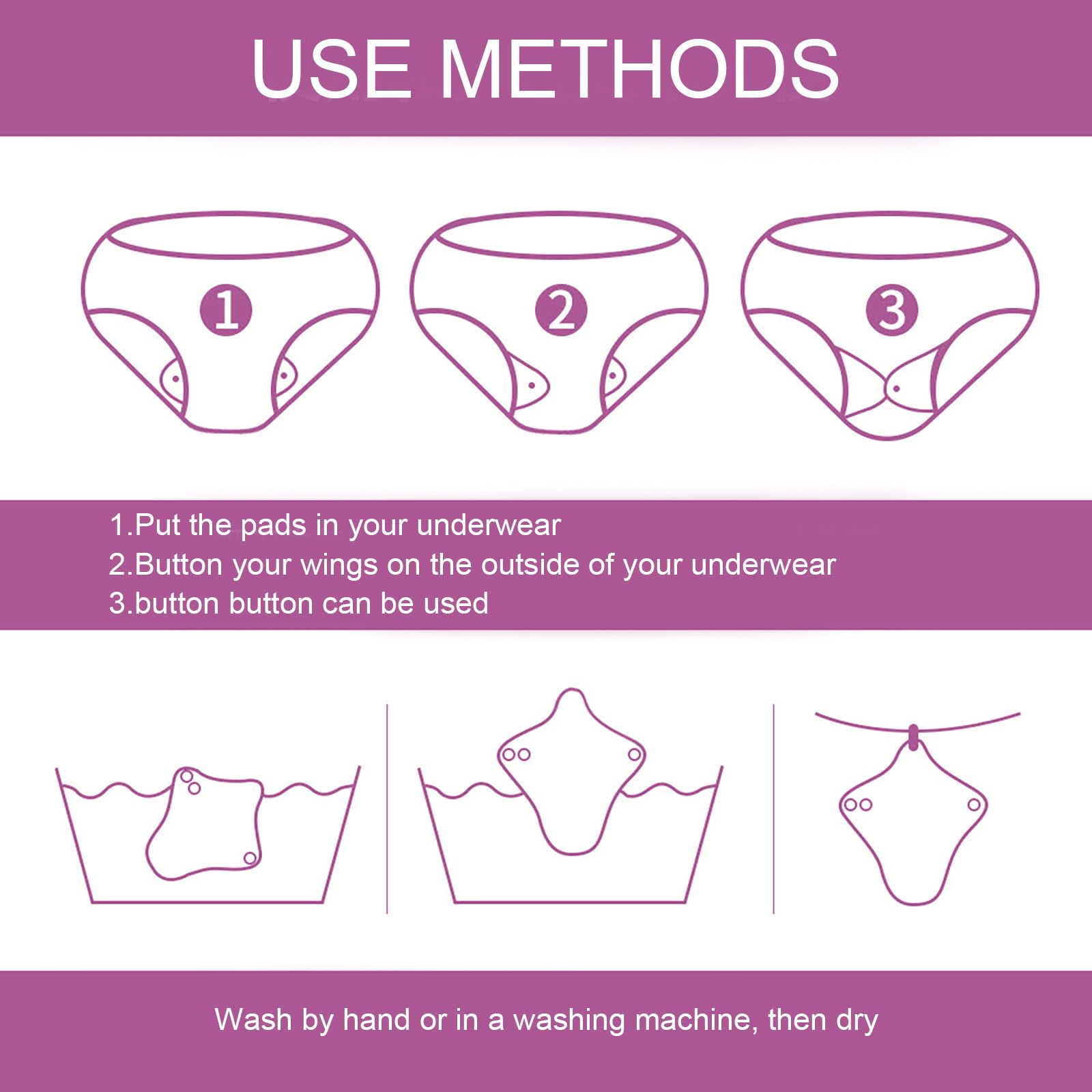 PHOGARY Assorbenti Lavabile, 7 Pezzi Assorbente Lavabiles Igienici Riutilizzabile, Salvaslip Lavabili Panty Liners con 1 Impermeabili Borse di Stoccaggio, 33 cm