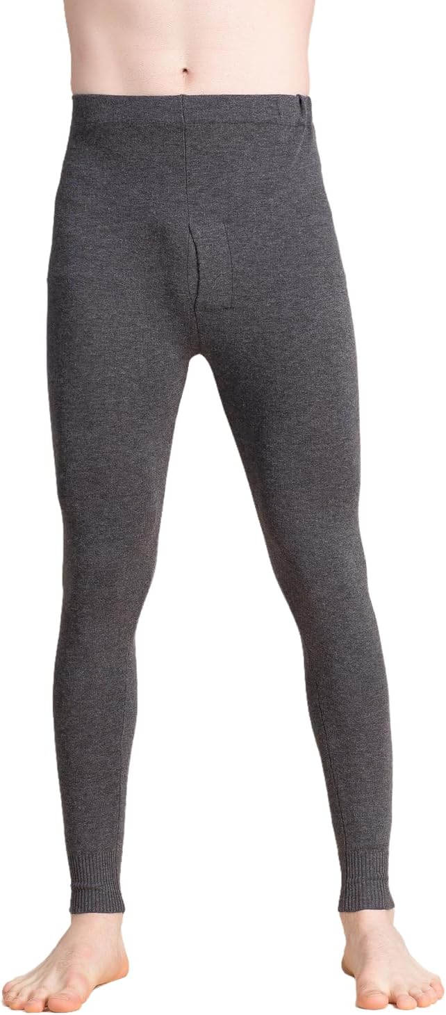 Men's Silk Wool Blend Thermal Underwear Base Layer Pants Stretchable Warm Long Johns for Cold Weather Pajamas Bottom