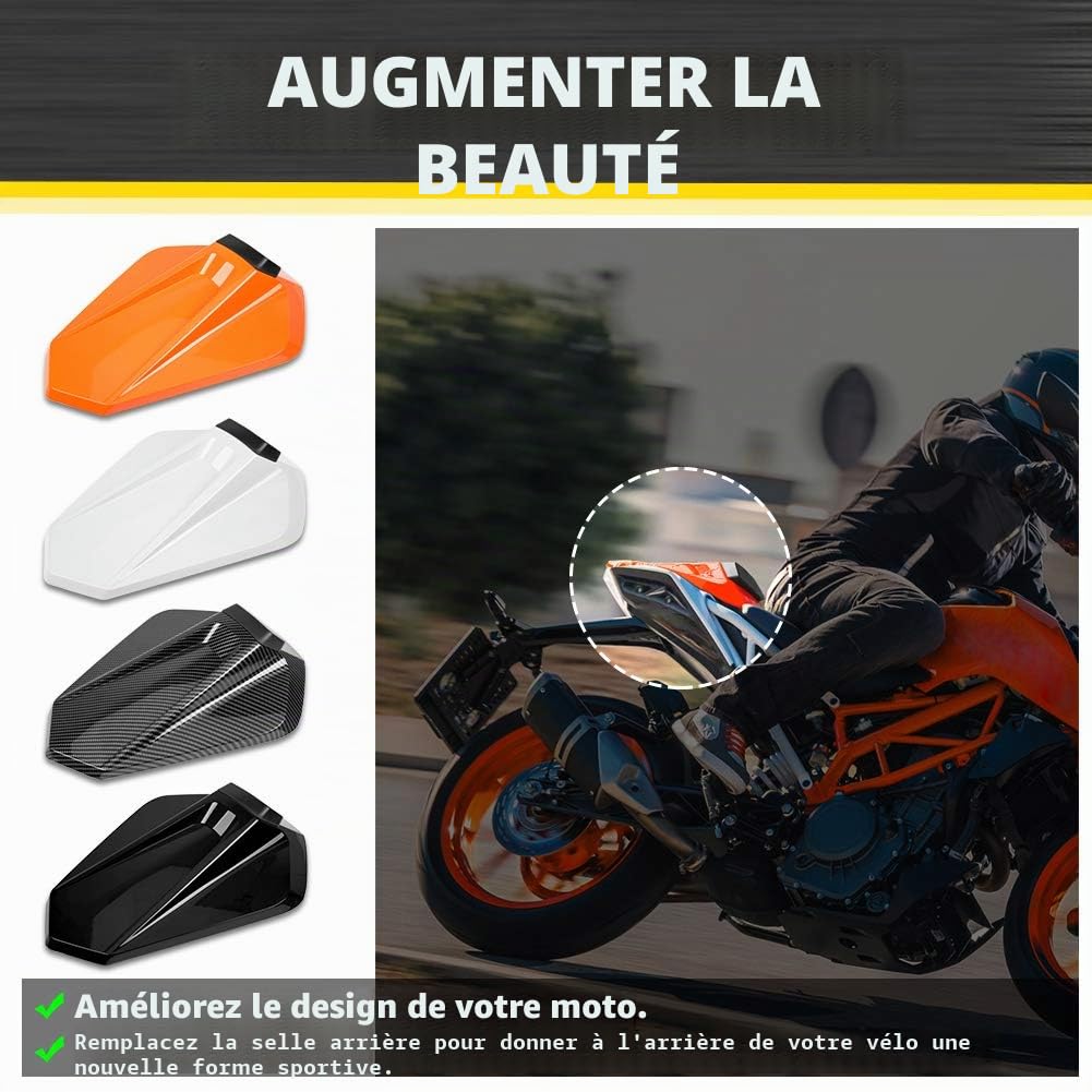 Housse de selle pour passager arrière de moto Capot de carénage de moteur en ABS dur pour Duke 125 Duke125 2017-2022 Duke 250 Duke250 2021-2022 Duke 390 Duke390 2017-2023 (Aspect Carbone)
